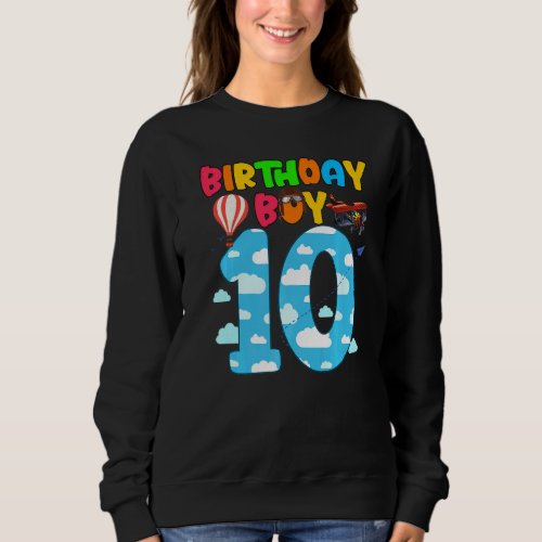 10th Birthday Boy Airplane Pilot 10 Year Old Helic Sweatshirt