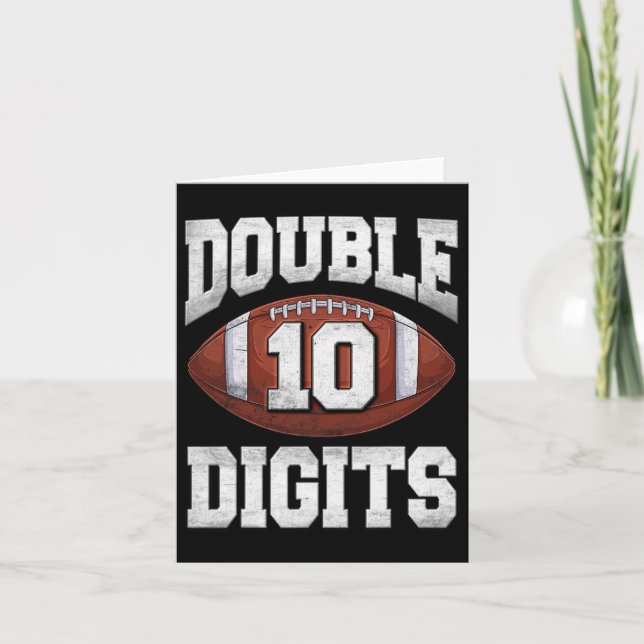 10th Birthday Boy Double Digits 10 Year Old Footba Card (Front)