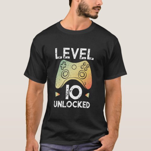 10th Birthday Boy Gamer Shirt Level 10 Unlocked Gi