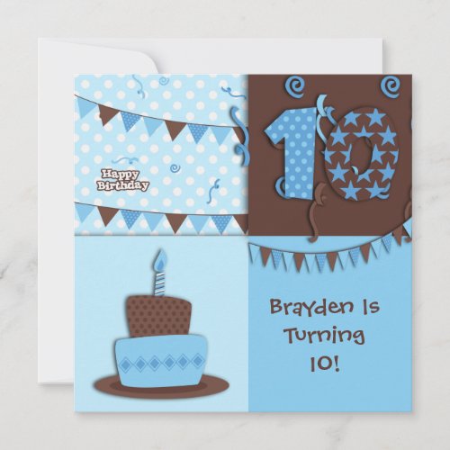 10th Birthday  Boy  Invitation