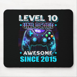 10th Birthday Boy Level 10 Gamer 10 Year Video Gam Mouse Pad
