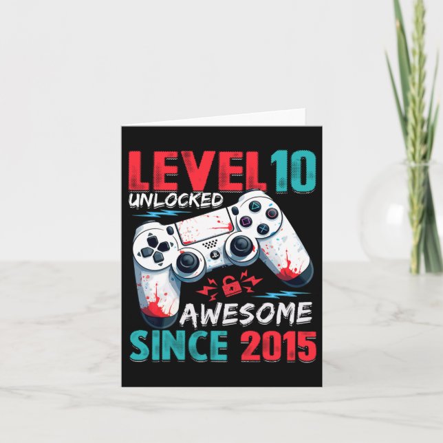 10th Birthday Boy Level 10 Unlocked Awesome Since  Card (Front)