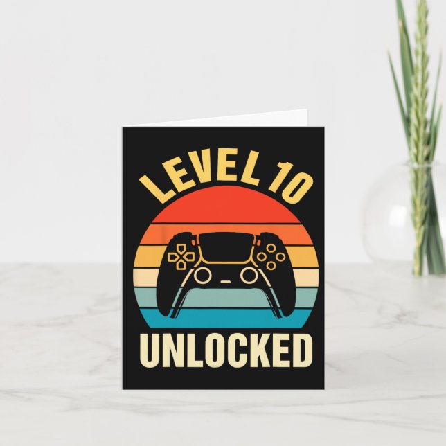 10th Birthday Boy Level 10 Unlocked Video Gamer 10 Card (Front)