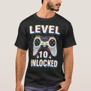 10th Birthday Boy Level 10 Unlocked Video Gamer 10 T-Shirt