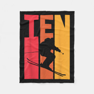 10th Birthday Boy Retro Ski Lover Skier 10 Years O Fleece Blanket