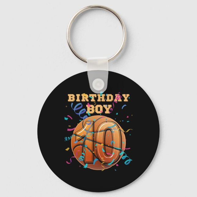 10th Birthday Boy Ten 10 Years Old Sketll Players  Keychain (Front)