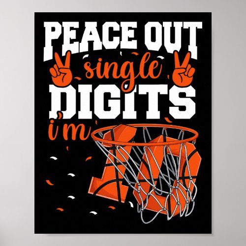 10th Birthday  Boys Basketball Peace Out Single Di Poster