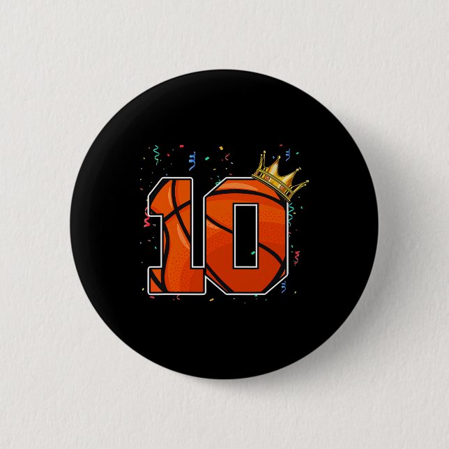 10th Birthday Bysketbyll Big Number 10 Year Old Bo Button (Front)