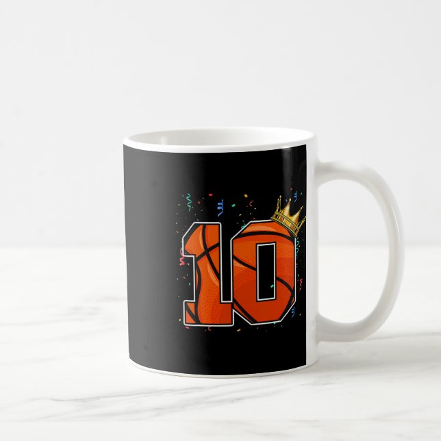 10th Birthday Bysketbyll Big Number 10 Year Old Bo Coffee Mug (Right)
