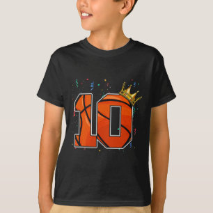 10th Birthday Bysketbyll Big Number 10 Year Old Bo T-Shirt