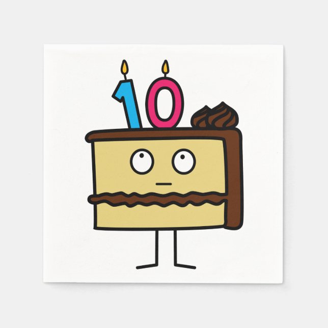 10th Birthday Cake with Candles Paper Napkins (Front)