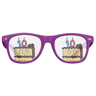 10th Birthday Cake with Candles Retro Sunglasses