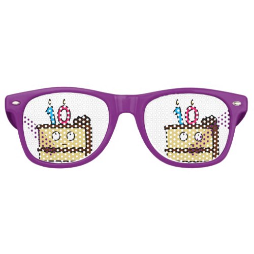 10th Birthday Cake with Candles Retro Sunglasses