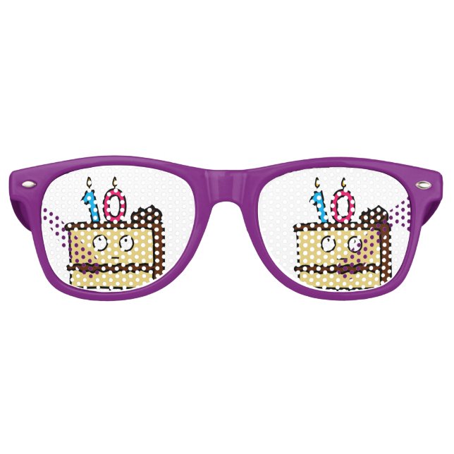 10th Birthday Cake with Candles Retro Sunglasses (Front)