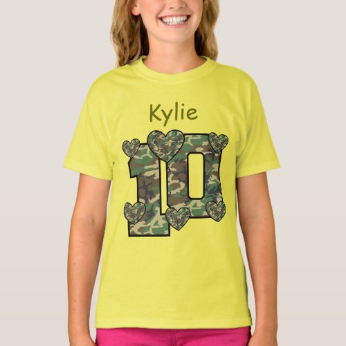 10th Birthday CAMO Custom Name V11 T_Shirt