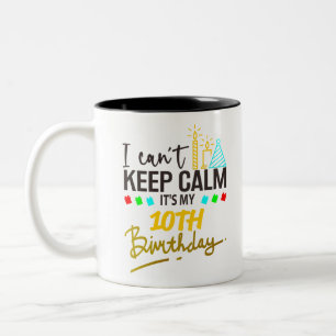 10th birthday child girl and boy Two-Tone coffee mug