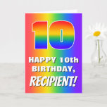 [ Thumbnail: 10th Birthday: Colorful, Fun Rainbow Pattern # 10 Card ]