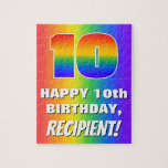 [ Thumbnail: 10th Birthday: Colorful, Fun Rainbow Pattern # 10 Jigsaw Puzzle ]