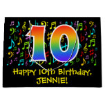 [ Thumbnail: 10th Birthday - Colorful Music Symbols, Rainbow 10 Gift Bag ]