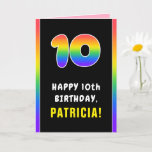[ Thumbnail: 10th Birthday: Colorful Rainbow # 10, Custom Name Card ]
