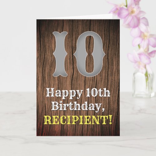 10th Birthday Country Western Inspired Look Name Card