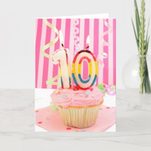 10th birthday cupcake in pink card