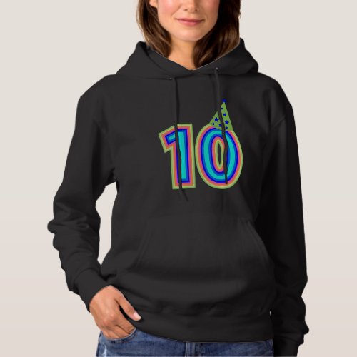 10th Birthday Cute 10 Year Old Rainbow Boy Girl Hoodie