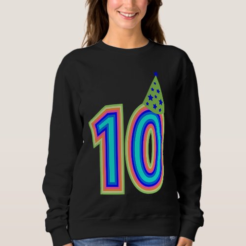 10th Birthday Cute 10 Year Old Rainbow Boy Girl Sweatshirt