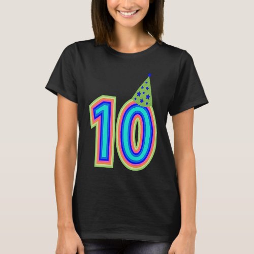 10th Birthday Cute 10 Year Old Rainbow Boy Girl T_Shirt