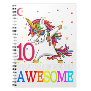 10th Birthday Dabbing Unicorn Party Gift 10 Years Notebook