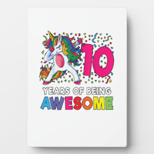 10th Birthday Dabbing Unicorn Party Gift 10 Years Plaque