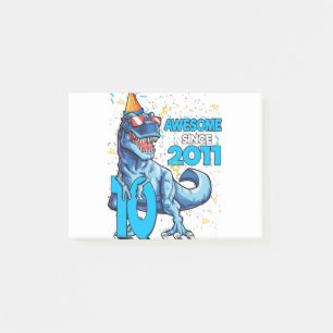 10th Birthday Dinosaur 10 Year Old Boy Kids Post-it Notes