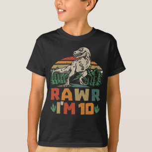 10th Birthday Dinosaur T Rex Rawr I'm 10 For Boys  T-Shirt