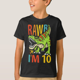 10th Birthday Dinosaur T Rex Rawr I'm 10 For Boys T-Shirt