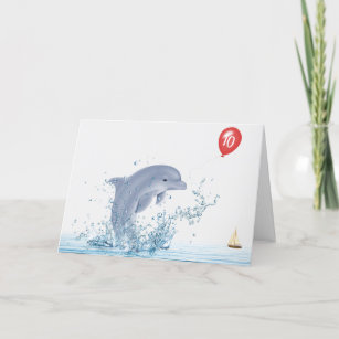 10th Birthday Dolphin With Red Balloon Card