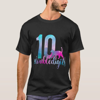 10th Birthday Double Digits Girls Ten 10 Cat T-Shirt