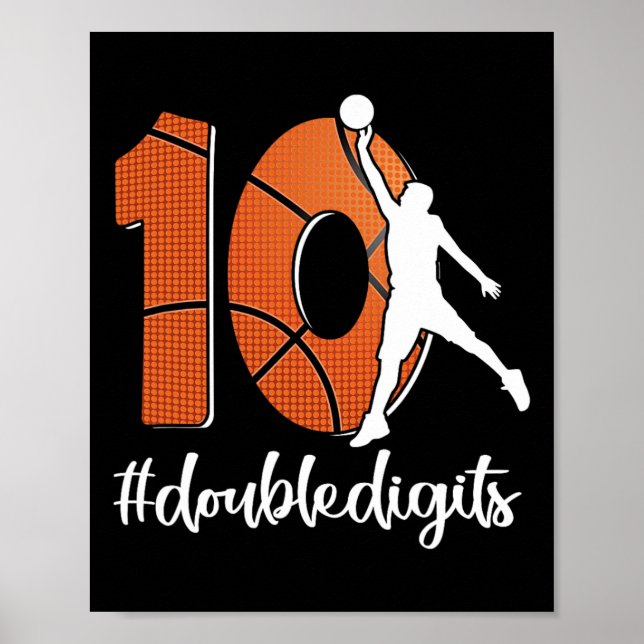 10th Birthday Double Digits Ten Basketball For Boy Poster (Front)