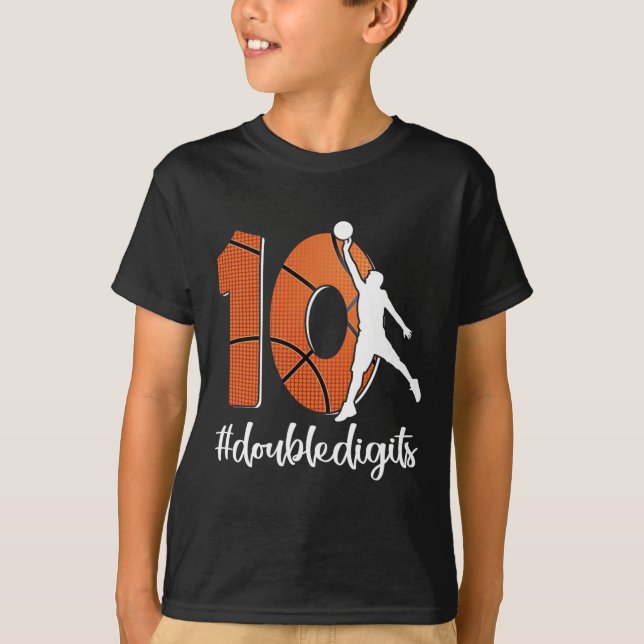 10th Birthday Double Digits Ten Basketball For Boy T-Shirt (Front)