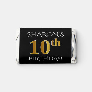 10th Birthday — Elegant, Faux Gold Look 10 + Name Hershey's Miniatures