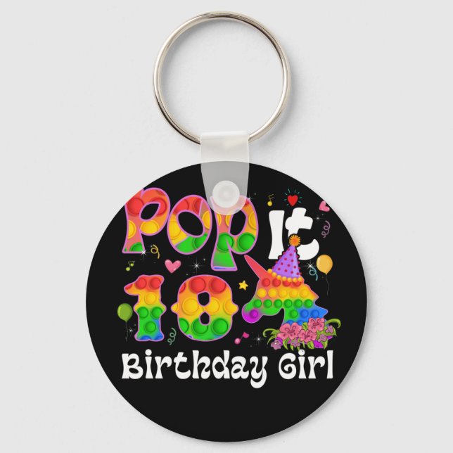 10th Birthday Fidget Toy Pop It Birthday Girl 10 Keychain (Front)
