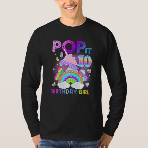 10th Birthday Fidget Toy Pop It Birthday Girl 10 Y T_Shirt