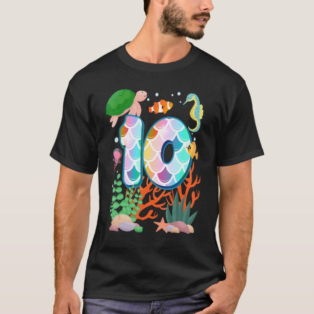 10th Birthday Fish Tetra Aquarium Underwater Birth T-Shirt (Front)