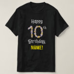 [ Thumbnail: 10th Birthday: Floral Flowers Number “10” + Name T-Shirt ]
