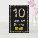 [ Thumbnail: 10th Birthday: Floral Flowers Number, Custom Name Card ]