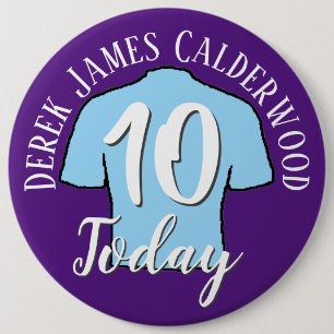 10th Birthday Football Badge to Personalize Button