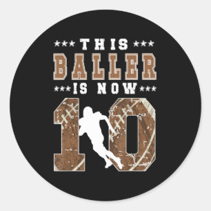 10th Birthday Football Boy Ten Year Old Football P Classic Round Sticker