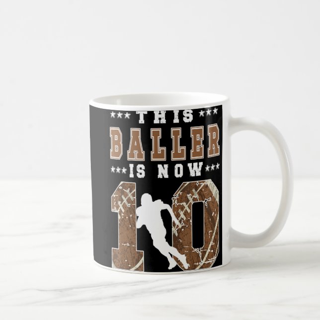 10th Birthday Football Boy Ten Year Old Football P Coffee Mug (Right)