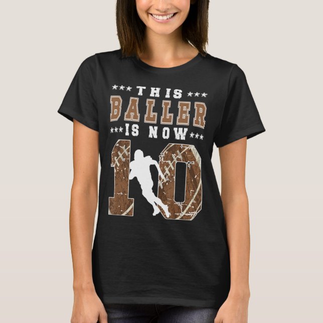 10th Birthday Football Boy Ten Year Old Football P T-Shirt (Front)