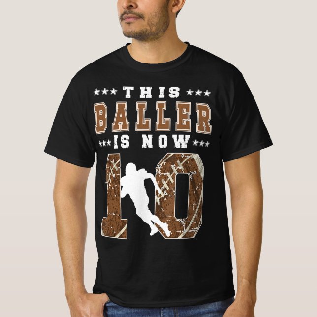 10th Birthday Football Boy Ten Year Old Football P T-Shirt (Front)