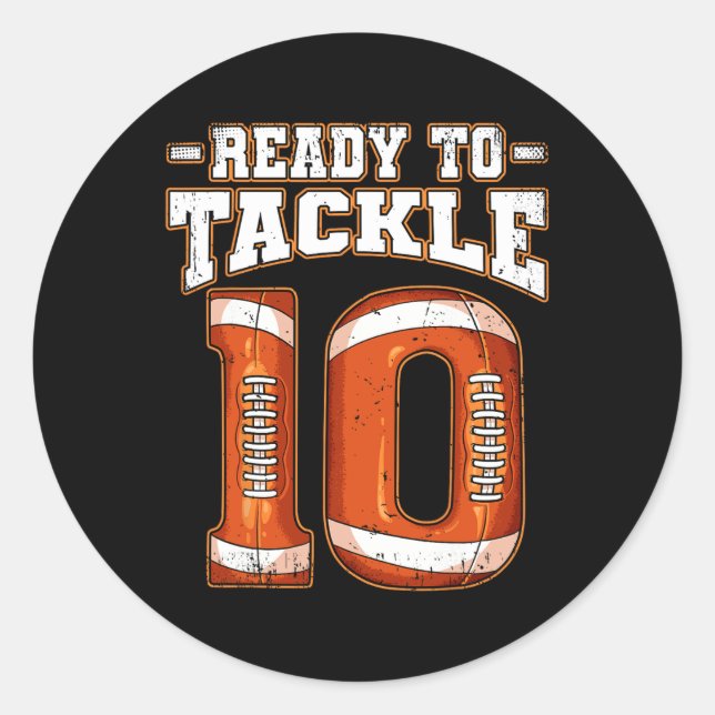 10th Birthday Football  Classic Round Sticker (Front)